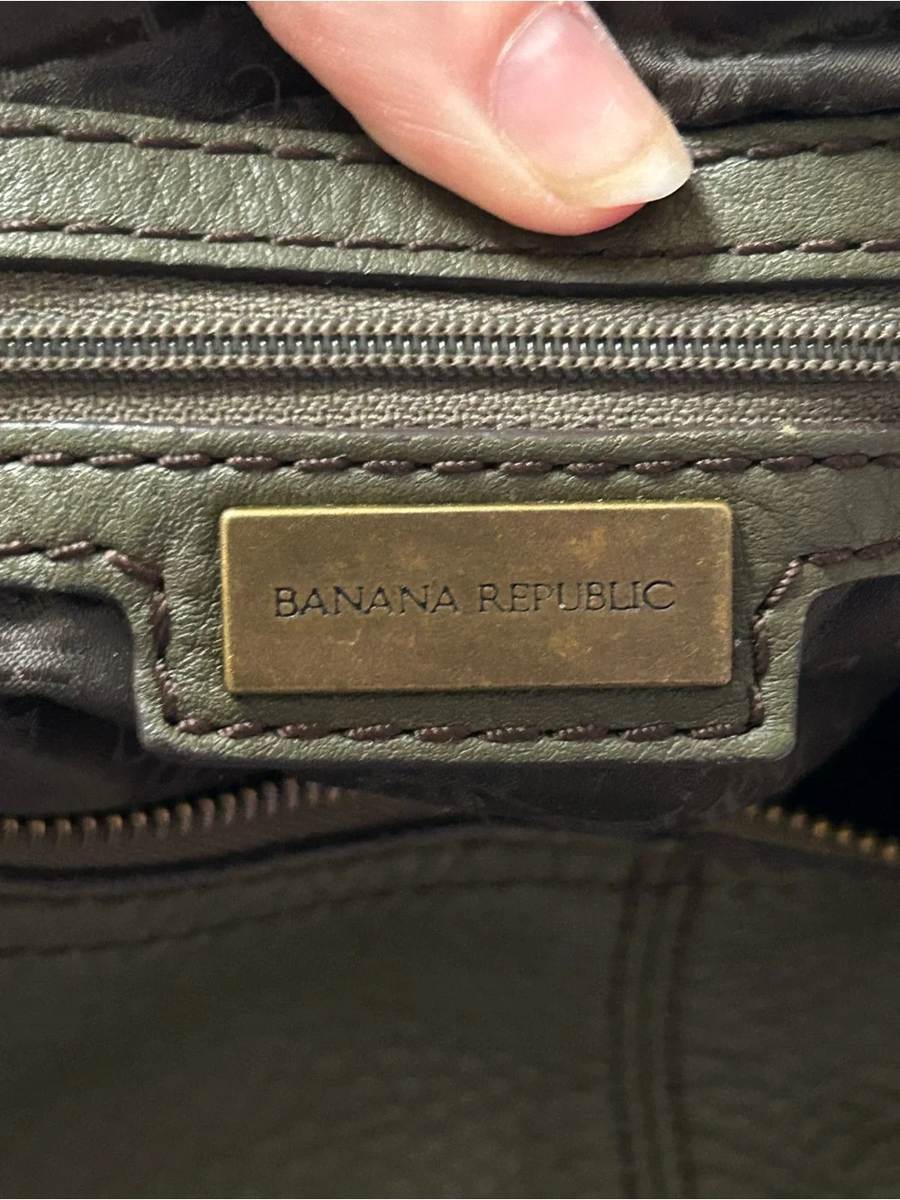 Banana Republic Leather Hobo Shoulder Bag - Dark Olive